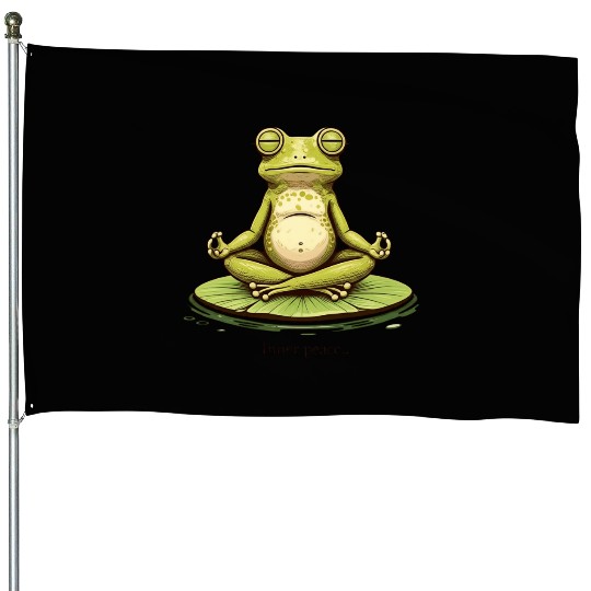Funny Zen Frog Meditating on Lily Pad – Yoga House Flags