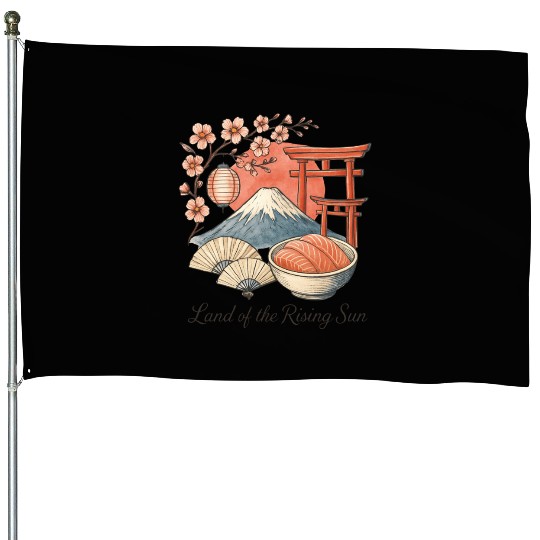 Japan Culture - Mount Fuji & Sakura Vintage Art House Flags