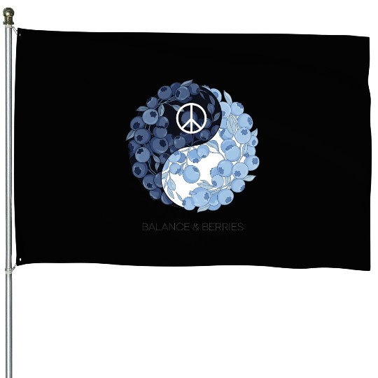 Balance & Berries – Yin Yang Blueberry Peace Desig House Flags