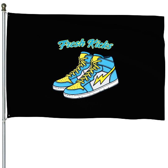 Fresh Kicks Lightning Bolt Sneakers Retro 80s House Flags