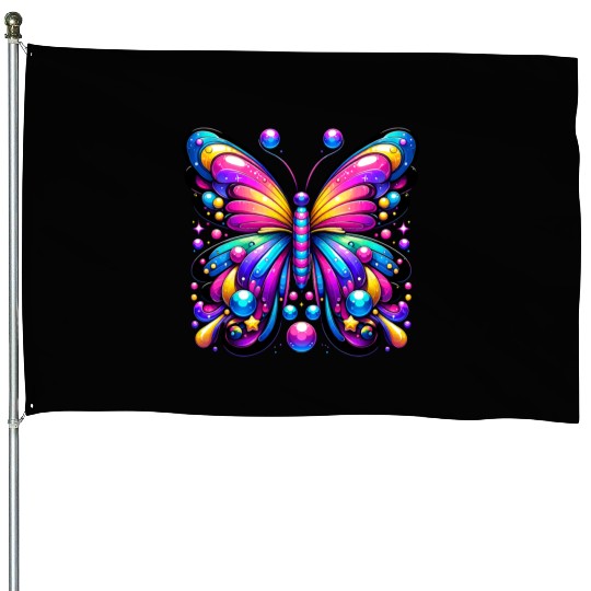 Colorburst Fantasy Butterfly House Flags
