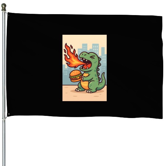 Angry dino House Flags