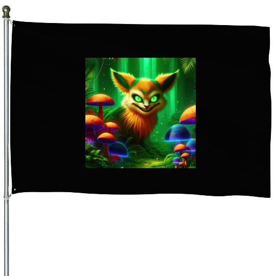 Demon Fox in Enchanted Forest – Fantasy Creature House Flags