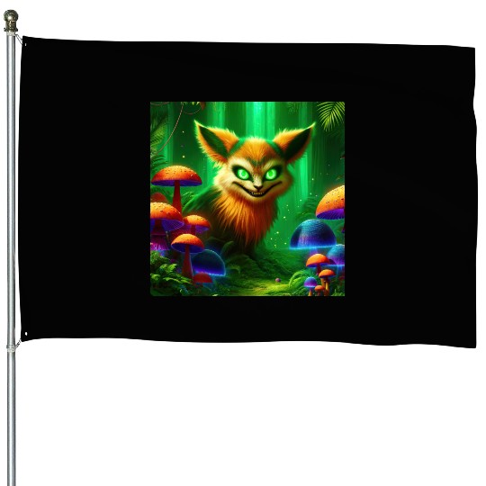 Demon Fox in Enchanted Forest – Fantasy Creature House Flags