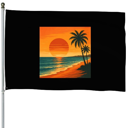 Retro vintage sunset House Flags