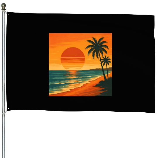 Retro vintage sunset House Flags