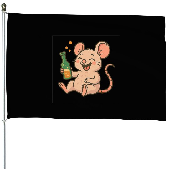 Drunk Party Mouse House Flags