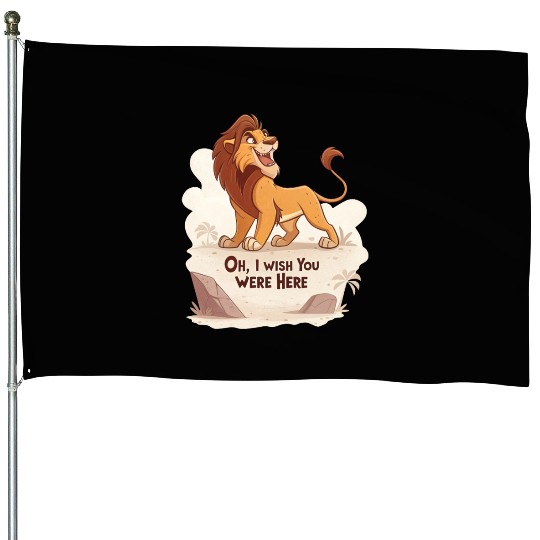 Lonely Lion Longing House Flags
