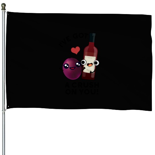 I've Got A Crush On You Funny Grape Wine Pun House Flags