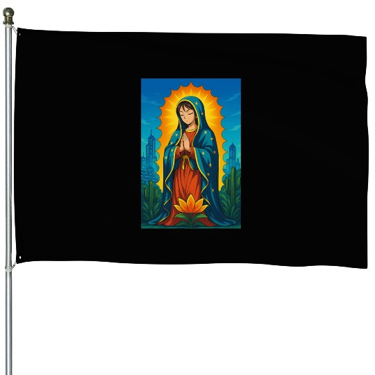 GUADALUPE VIRGEN ANIME STYLE House Flags