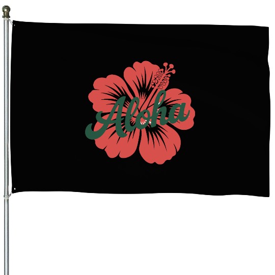 Tropical Hibiscus Aloha House Flags
