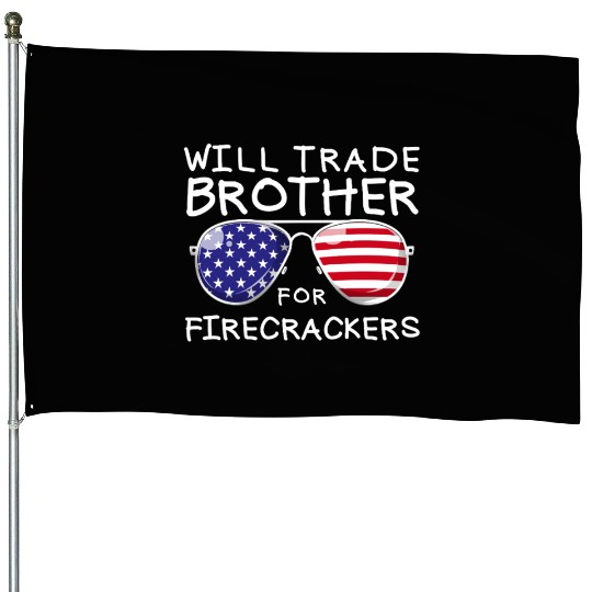 Will Trade Brother For Fireworks Kids 4th Of July House Flags