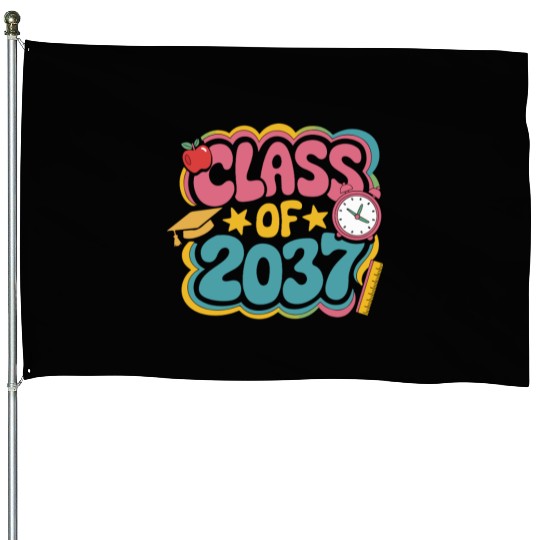 Class of 2037 Grow With Me, groovy back to school House Flags