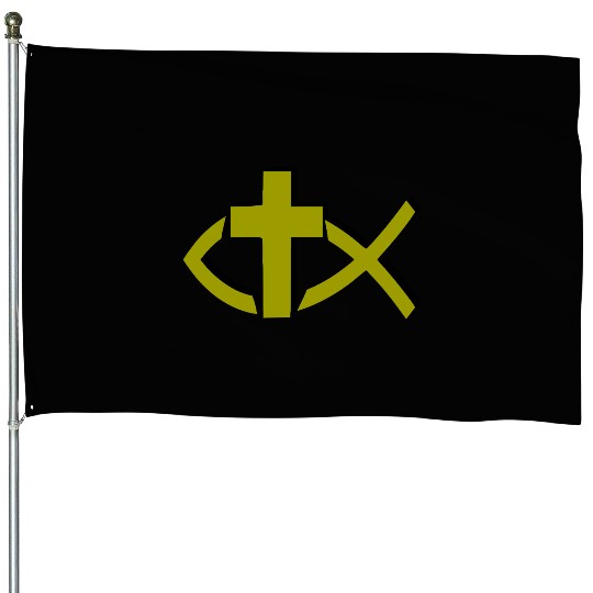 Jesus Fish Symbol Christian House Flags