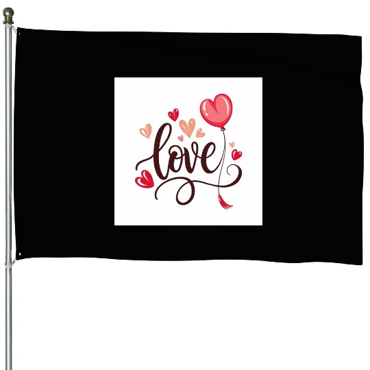 heart shaped balloon with word love House Flags