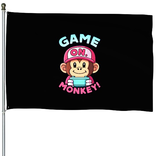 Game On Monkey Handheld Retro 90s. House Flags