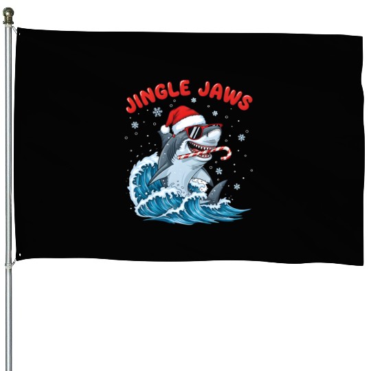 Jingle Jaws – Christmas Holiday with Bite Design House Flags