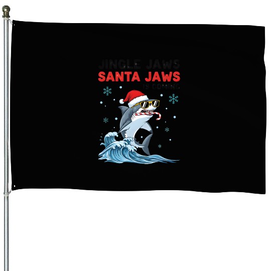 Jingle Jaws – Santa Jaws Is Coming to Town House Flags