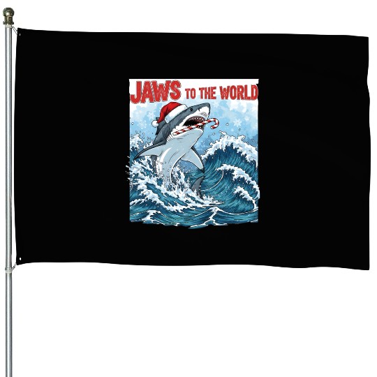 Jaws to the World – Christmastime Shark Attack House Flags
