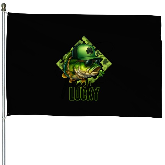 Reelin' Lucky Bass Fish House Flags
