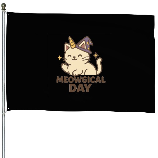Whimsical Cat Unicorn Halloween Design House Flags