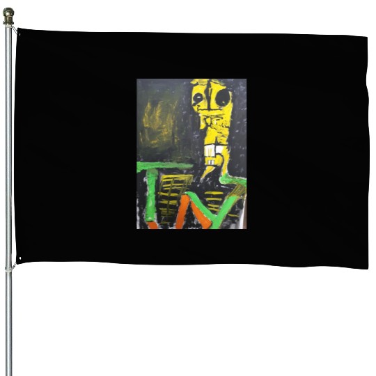 Abstract Yellow Figure with LUV Text House Flags