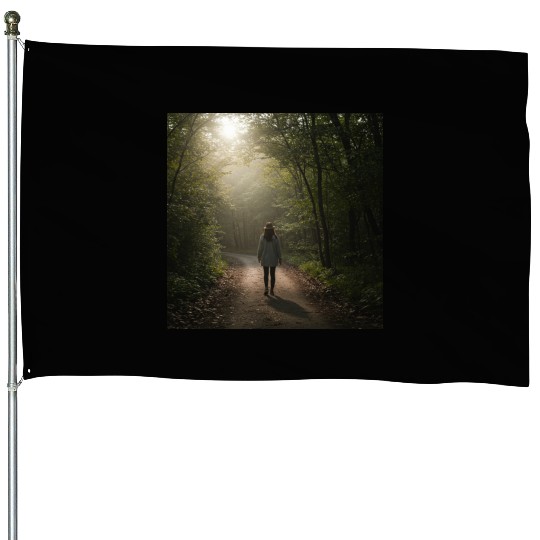 Enchanted Forest Path Illustration House Flags