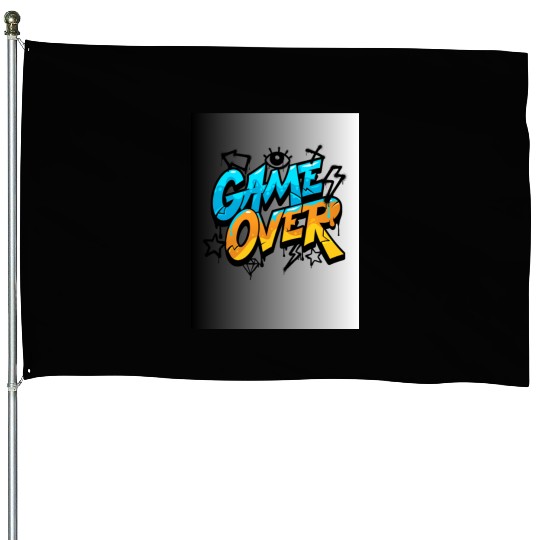 Graffiti Style Game Over Illustration House Flags