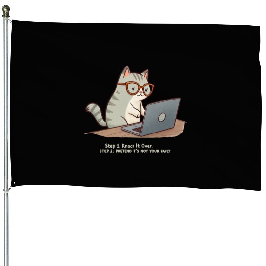 Keyboard Warrior Cat House Flags