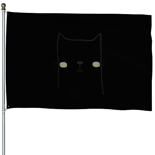 Patriotic  Cat with Blue Eyes House Flags