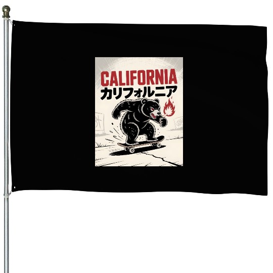 California Skate Bear – Streetwear Rebel Style House Flags