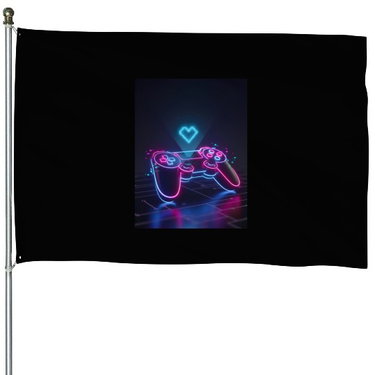 Cyberpunk Gaming Controller House Flags