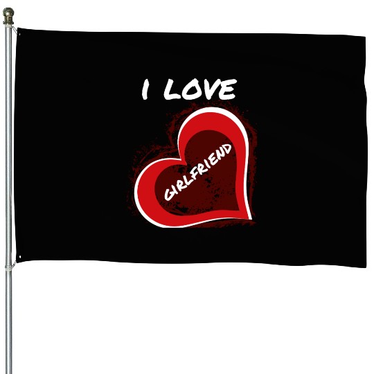 Grunge Style I Love My Girlfriend Heart Design House Flags