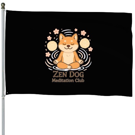 Zen Dog Meditation Club – Shiba Inu House Flags