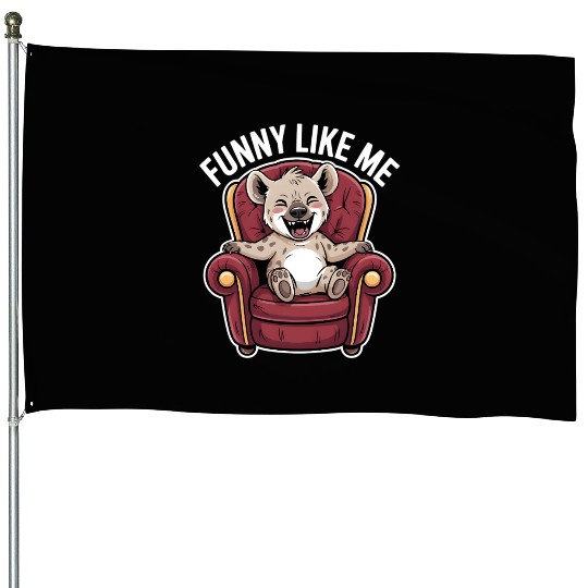 Funny Hyena Cub on Throne House Flags