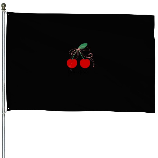 Cherry Cluster Botanical Print House Flags