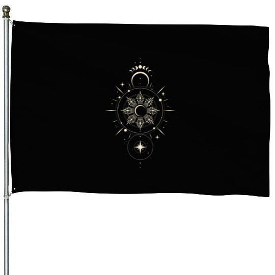 Celestial Mandala Sun and Moon Design House Flags