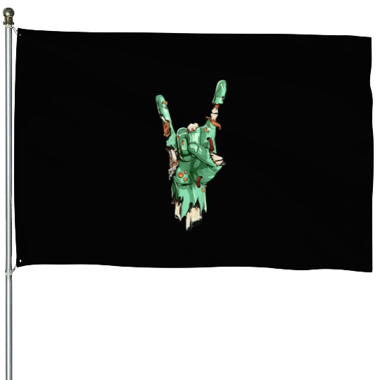 Zombie Hand Rock Sign Zombies Horror Halloween House Flags