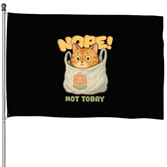 Cute Cat Wrapped in Laundry with Affirmation House Flags