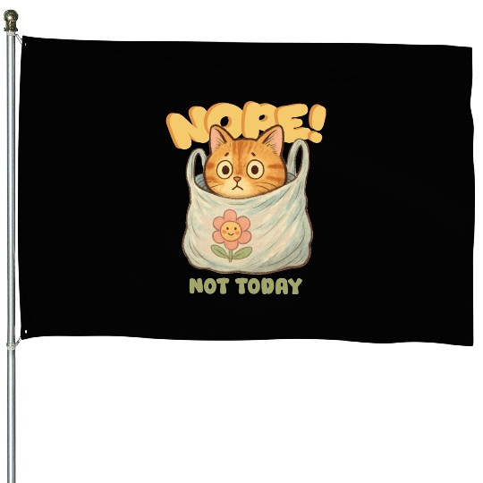 Cute Cat Wrapped in Laundry with Affirmation House Flags