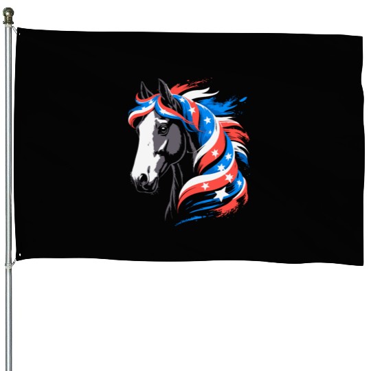 Patriotic Pony with Stars and Stripes Mane House Flags