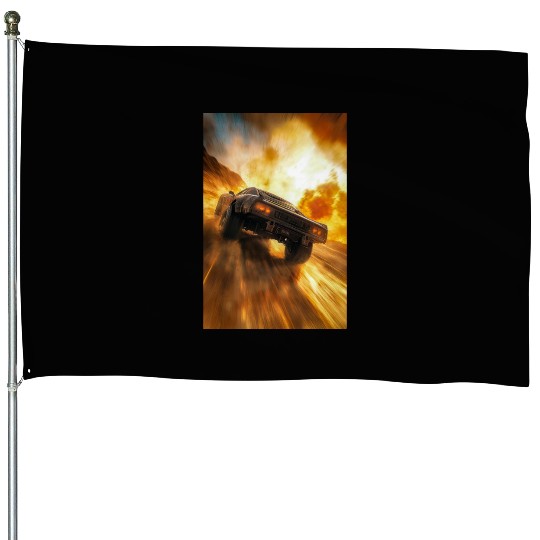 Muscle Car in Firestorm Drift House Flags