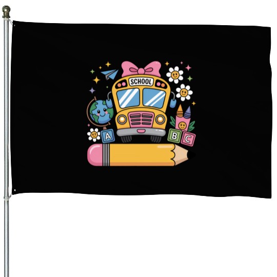 Back to School Bus House Flags - Add Name in Pencil Area
