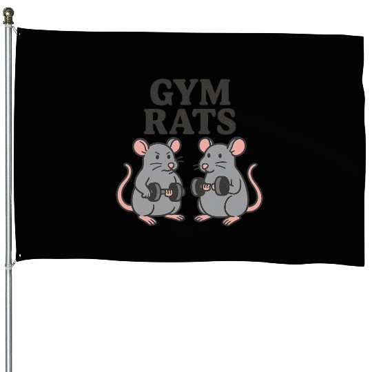 Gym Rats Illustration for Fitness Enthusiasts House Flags