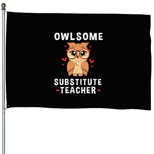Substitute Teacher Owl School Teaching House Flags