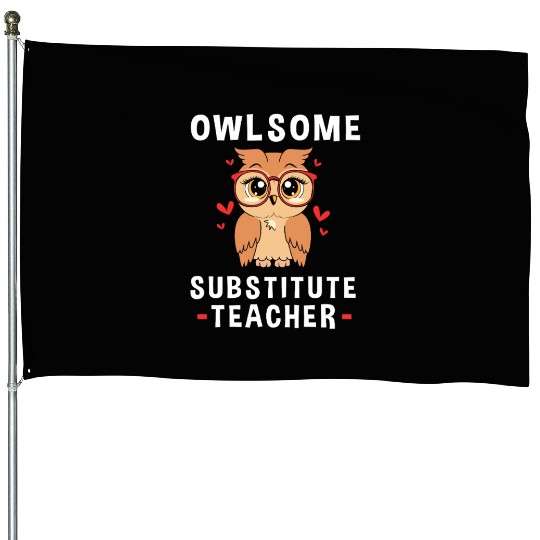 Substitute Teacher Owl School Teaching House Flags