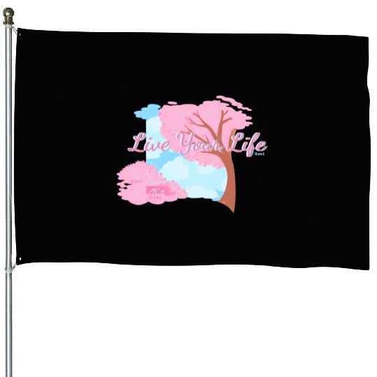 Pink Cherry Blossom Inspirational Design House Flags