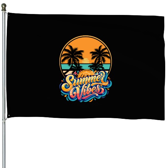 Tropical Sunset Summer Vibes Design House Flags