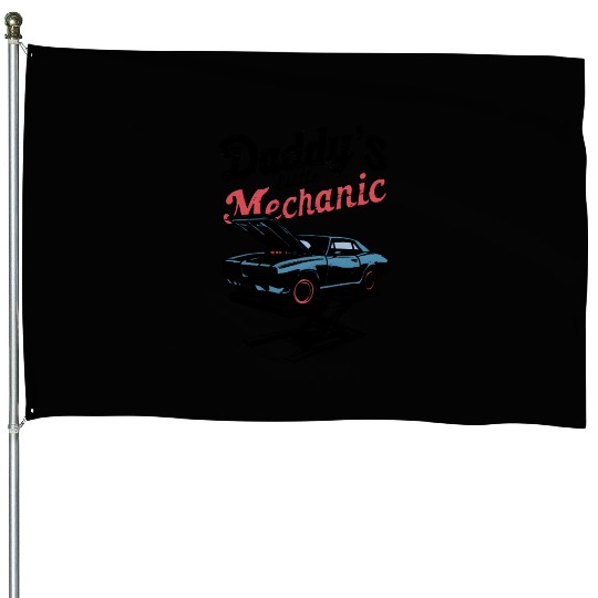 Retro Mechanic Car Illustration House Flags