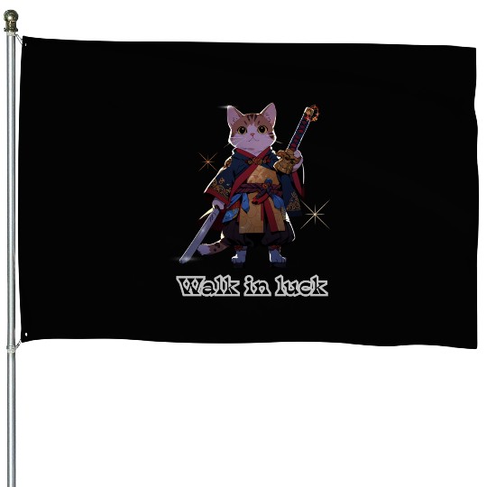 Samurai Cat Illustration for Apparel House Flags